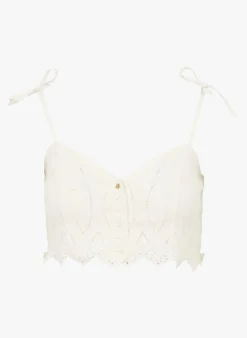 Sessun VALDINA - Croptop Met Borduursel Katoenblend | Wit -Kleding Winkel 4189951