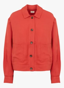 LINAE - Kort Jasje Met Klassieke Kraag | Rood -Kleding Winkel 4189984