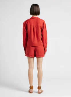 LINAE - Kort Jasje Met Klassieke Kraag | Rood -Kleding Winkel 4209159