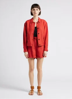 LINAE - Kort Jasje Met Klassieke Kraag | Rood -Kleding Winkel 4209160