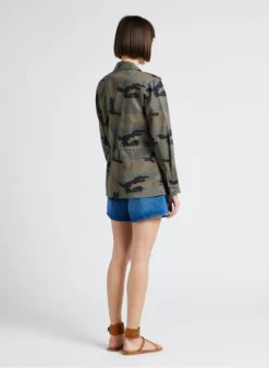 Ikks Katoenen Jasje Met Reverskraag En Camouflageprint | Kaki -Kleding Winkel 4209392