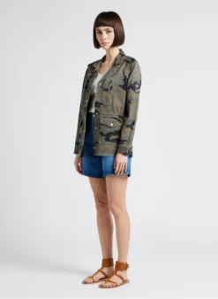 Ikks Katoenen Jasje Met Reverskraag En Camouflageprint | Kaki -Kleding Winkel 4209393