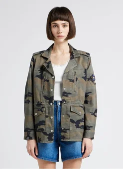 Ikks Katoenen Jasje Met Reverskraag En Camouflageprint | Kaki