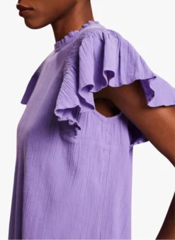 ESPRIT Top Van Linnenmix Met Ronde Hals | Violet -Kleding Winkel 4210597