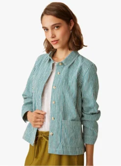 ERWOAN - Jasje Met Knoopsluiting Katoenblend | Gestreepte -Kleding Winkel 4213641