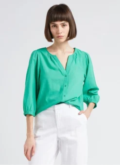 MAISON 123 TITUAN - Katoenen Top Met V-hals | Groen