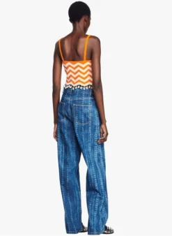 Sandro CASSANDRE - Croptop Met Vierkante Hals | Oranje -Kleding Winkel 4227397