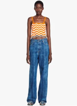 Sandro CASSANDRE - Croptop Met Vierkante Hals | Oranje -Kleding Winkel 4227398