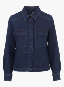 Sessun GUGGEN - Korte, Recht Jasje Van Spijkerstof Uit Licht Katoen | Blauw -Kleding Winkel 4232390