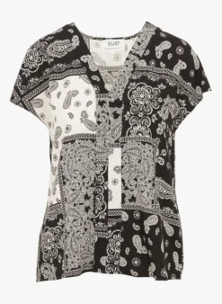 TALITO - Top Met V-hals En Paisleyprint | Zwart -Kleding Winkel 4232482
