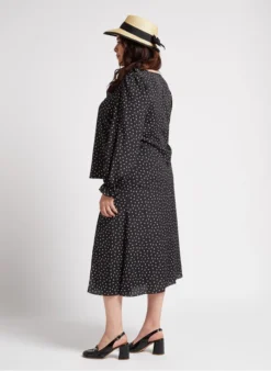 PERSONA FLORA - Blouse Met V-hals En Volants | Zwart -Kleding Winkel 4236433