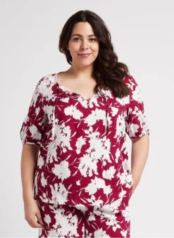 PERSONA BILIA - Top Van Viscose Met Print | Rood
