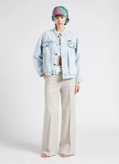 American Vintage JOYBIRD - Katoenen Spijkerjasje Met Verwassen Effect | Blauw -Kleding Winkel 4244569