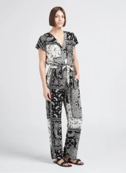 TALITO - Top Met V-hals En Paisleyprint | Zwart -Kleding Winkel 4245001