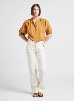 BENSIMON JAKIE - Katoenen Top Met Ronde Hals | Goudkleurige -Kleding Winkel 4245446