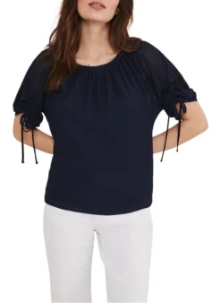 MEDA - Top Met Ronde Hals En Textuur | Blauw