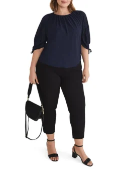 MEDA - Top Met Ronde Hals En Textuur | Blauw -Kleding Winkel 4246985