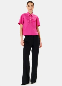 ZAPA CARIA - Katoenen Top Met Klassieke Kraag | Rood