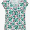 Top Met V-hals En Print | Groen