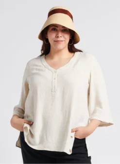 FILIA - Top Met V-hals | Beige