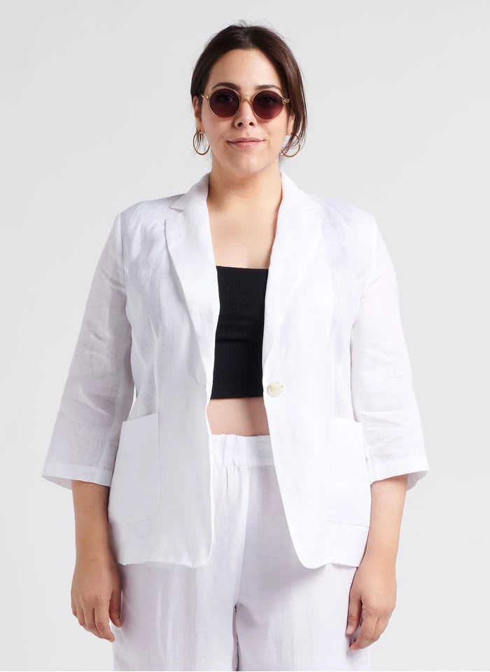 PERSONA CARACAS - Linnen Jasje Met Reverskraag | Wit 1 PERSONA CARACAS - Linnen Jasje Met Reverskraag | Wit