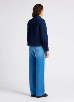 Sessun GUGGEN - Korte, Recht Jasje Van Spijkerstof Uit Licht Katoen | Blauw -Kleding Winkel 4281421