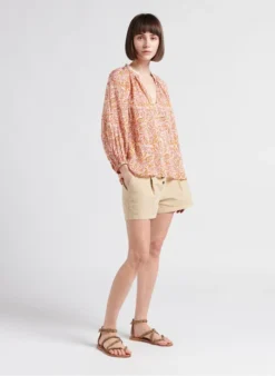 BERENICE BIMI - Blouse Met V-hals En Print | Roze -Kleding Winkel 4291242