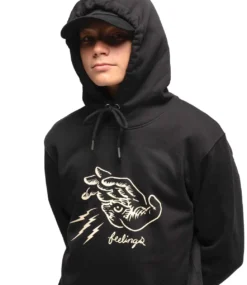FEELINGS Hand Hooded Sweatshirt - Black -Kleding Winkel feelings hand hooded sweatshirt black 2