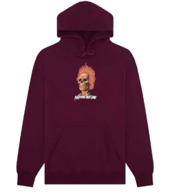 Kleding Winkel -Kleding Winkel fucking awesome flame skull hoodie maroon 1