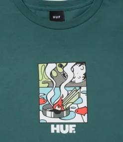 HUF Burning Away T-Shirt - Pine -Kleding Winkel huf burning away t shirt pine 2