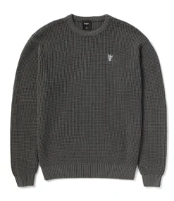 HUF Filmore Waffle Knit Sweater - Black -Kleding Winkel huf filmore waffle knit sweater black 2