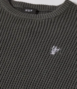 HUF Filmore Waffle Knit Sweater - Black -Kleding Winkel huf filmore waffle knit sweater black 4