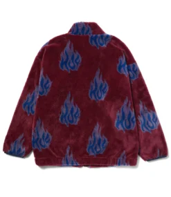 HUF Flamin' Zip Sherpa Fleece - Berry -Kleding Winkel huf flamin zip sherpa fleece berry 2