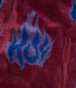 HUF Flamin' Zip Sherpa Fleece - Berry -Kleding Winkel huf flamin zip sherpa fleece berry 3