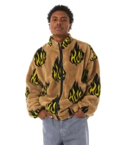 HUF Flamin' Zip Sherpa Fleece - Oatmeal