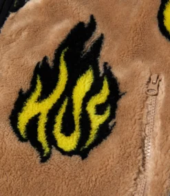 HUF Flamin' Zip Sherpa Fleece - Oatmeal -Kleding Winkel huf flamin zip sherpa fleece oatmeal 4