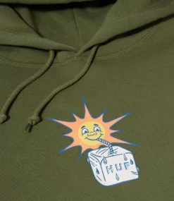 HUF Sippin' Sun Hoodie - Olive -Kleding Winkel huf sippin sun hoodie olive 3