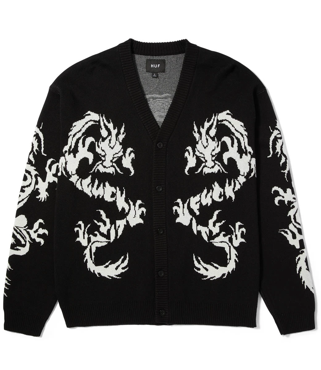 HUF Twin Dragon Cardigan - Black 4 HUF Twin Dragon Cardigan - Black - Afbeelding 4