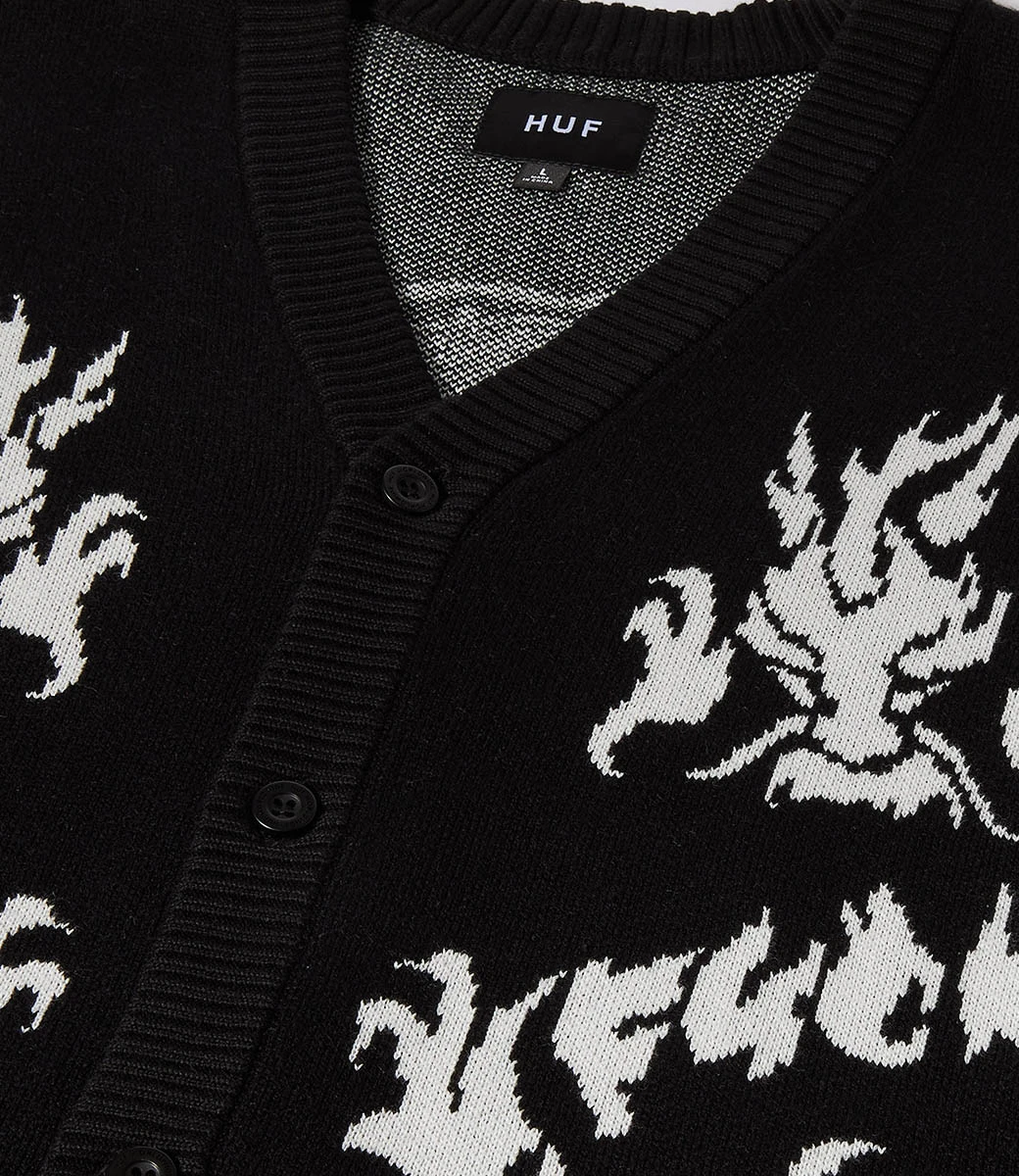 HUF Twin Dragon Cardigan - Black 6 HUF Twin Dragon Cardigan - Black - Afbeelding 6