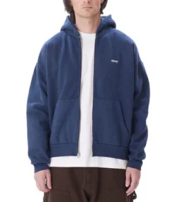 OBEY Lowercase Pigment Zip Hood - Pigment Academy Navy