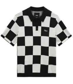 VANS Parker Checkerboard Polo Sweater - Antique White/Black